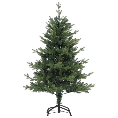4 Ft Prelit Artificial Christmas Tree, Small Xmas Tree with 150 Warm White Lights, 265 Full Branches, Traditional Green Christmas Tree