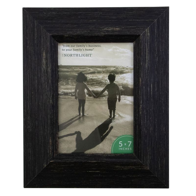 Northlight 10" Distressed Finish Black Picture Frame with Easel Back for 5" x 7" Photos, 1 of 7