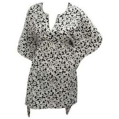 LA LEELA Women's Beachwear Summer Swim Beach Cover Ups for Swimwear Women Loose Flowy Swimsuit Coverups for Women Dress Medium-Large Black, Floral
