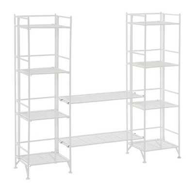 Breighton Home Xtra Storage 4 Tier Folding Metal Shelves with Set of 2 Extension Shelves in White