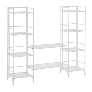 Breighton Home Xtra Storage 4 Tier Folding Metal Shelves with Set of 2 Extension Shelves in White - 1 of 4