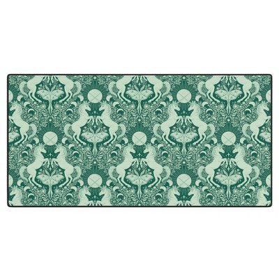 Avenie Unicorn Damask Green Desk Mat -Deny Designs