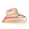 Western Express Kids Straw Western Cattleman Hat with Pink Trim and Silver Concho Hat Band - 4 of 4
