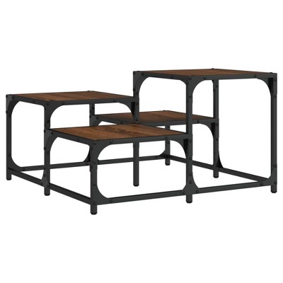 vidaXL Brown Oak Engineered Wood Coffee Table - Metal Frame Accent Center