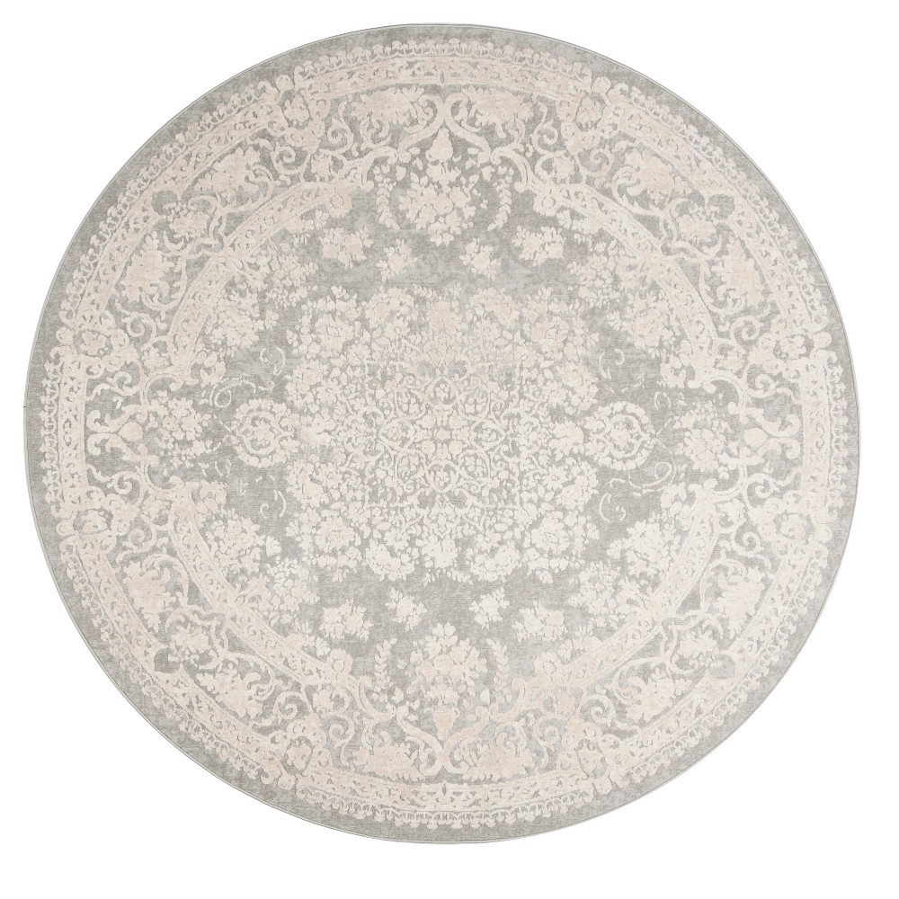 6'7inx6'7in Round Kinsley Loomed Rug Light Gray/Cream Round - Safavieh