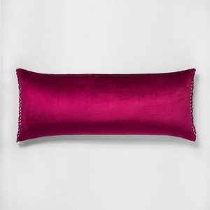 Crochet Trimmed Velvet Body Pillow Magenta - Opalhouse , Pink