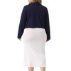 Agnes Orinda Women's Plus Size Business Office Long Sleeve Peter Pan Crop Cardigans - 4 of 4