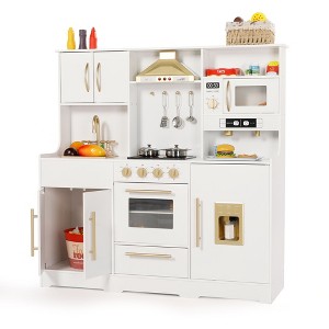 Kinder King Wooden Kids Play Kitchen, Toy Kitchen Playset for Toddler, Realistic Kitchen Sets w/Lights & Sounds, Gift for Boys Girls Age 3+ - 1 of 4
