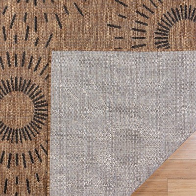 Chestnut Brown Geometric Flatweave Indoor Outdoor Rug, 8' x 10'