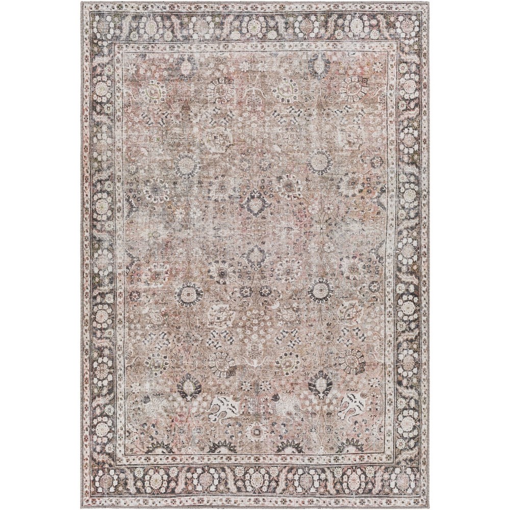 Photos - Area Rug Livabliss 5'3"x7'3" Colin Traditional Machine Washable Rug Brown: Flatweave, Pet Friendly, Indoor Use