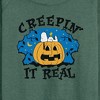 Women's - Peanuts - Creepin It Real Halloween Lightweight French Terry Wide Neck Long Sleeve Shirt - 2 of 4