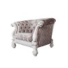 52" Versailles Accent Chair Ivory Fabric/Bone White Finish - Acme Furniture: Traditional Crescent Design, No Assembly Required - 3 of 4