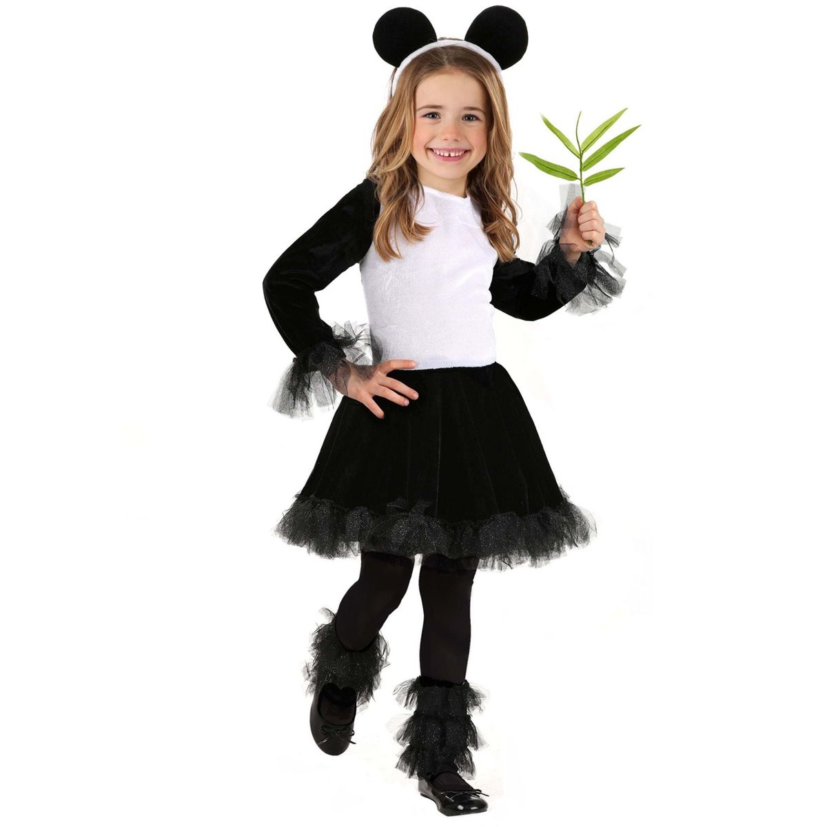 HalloweenCostumes.com Kid's Pirouette Panda Costume Dress | Girls Animal Bear Zoo Outfit With Legwarmers, Tail and Headband