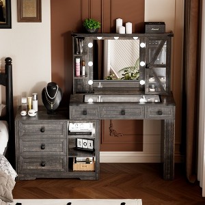 Vlsrka Makeup Vanity Desk With Storage Cabinet and Power Outlet - 1 of 4