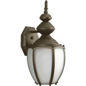 Progress Lighting Roman Coach 1-Light Wall Lantern in Antique Bronze with Etched Water Seeded Glass Shade - 1 of 2