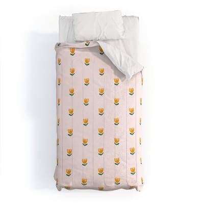 Deny Designs Maritza Lisa Abstract Yellow Tulip Pink Comforter and Sham Set