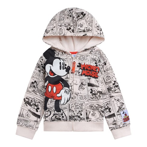 Disney Mickey Mouse Toddler Boys Fleece Zip Up Hoodie Off White 3t Target