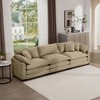 Mid-Century Modern Sofa 3-Seater Sectional Sofa with 2 Arm Pillows and 3 Throw Pillows, Light Beige Corduroy Fabric - 2 of 4
