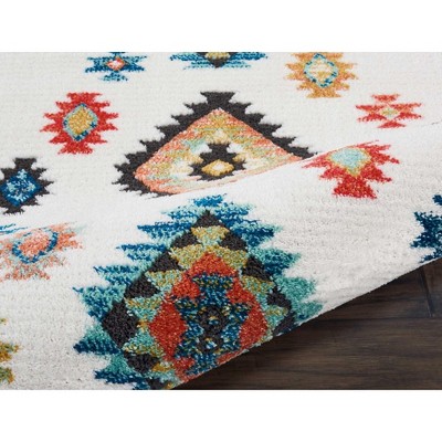 White Geometric Hand-Knotted Wool Area Rug 2'2" x 4'3"