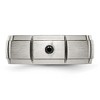 Chisel Stainless Steel Polished Brushed Center 1/20 carat Black Diamond 8mm Band Ring - 4 of 4