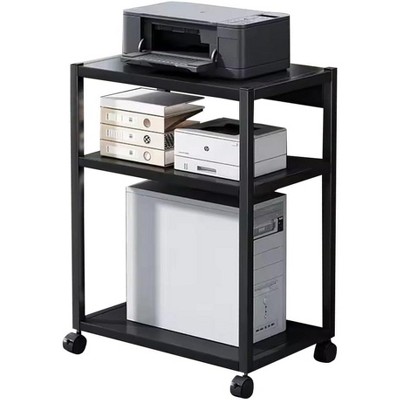 Computer Tower Stand，Large Printer Stand，Metal Holder Cart Under Desk with 360° Rotating Wheels, Mobile Printer Table for Home and Office