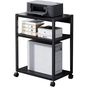 Computer Tower Stand，Large Printer Stand，Metal Holder Cart Under Desk with 360° Rotating Wheels, Mobile Printer Table for Home and Office - 1 of 4