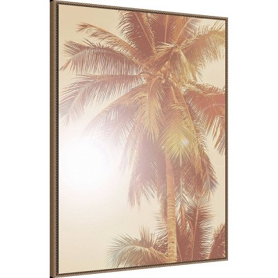 Sunkissed Palm Tree 32"x42" Bronze Framed Canvas Wall Art