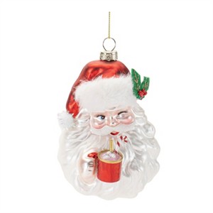 Glass Santa with Hot Cocoa Ornament (Set of 6) - 1 of 3