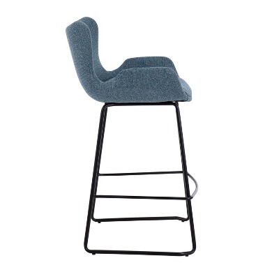 Tara Modern Blue and Black Metal Counter Stool - Set of 2