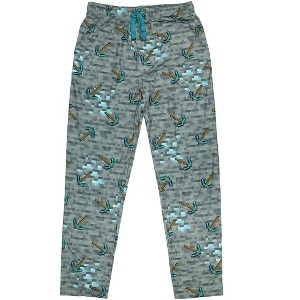 Minecraft Pajama Pants For Men - Super Soft And Comfy Diamond Pickaxe Design Adult Lounge Sleep Bottoms - 1 of 4
