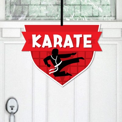 Big Dot of Happiness Karate Master - Hanging Porch Martial Arts Birthday Party Outdoor Decorations - Front Door Decor - 1 Piece Sign
