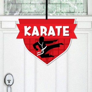 Big Dot of Happiness Karate Master - Hanging Porch Martial Arts Birthday Party Outdoor Decorations - Front Door Decor - 1 Piece Sign - 1 of 4