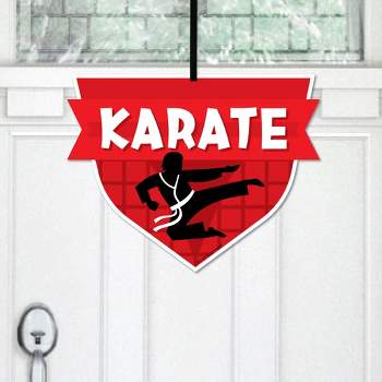 Big Dot of Happiness Karate Master - Hanging Porch Martial Arts Birthday Party Outdoor Decorations - Front Door Decor - 1 Piece Sign