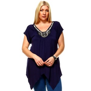 Women's Plus Size Embellished V-Neck Fenella Tunic Top - White Mark - 1 of 3