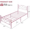 Twin Bed Frames, Twin Size Metal Platform Bed Frame with Curved Flower Headboard and Footboard, Under Bed Storage, No Box Spring Needed, White - 3 of 4