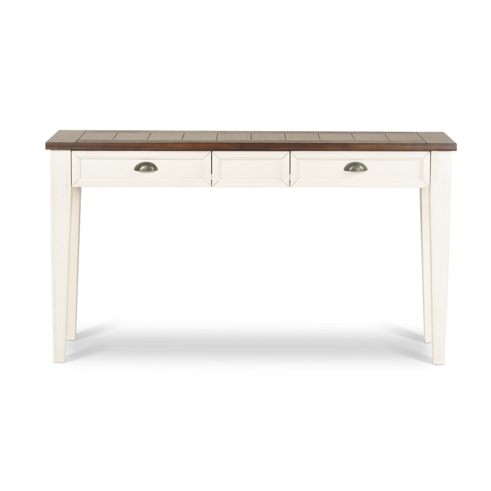 Farmhouse Cayla Sofa Table Dark Oak/White - Steve Silver Co.: Hardwood Construction, Mango Veneer, Storage Drawers