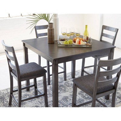 Charcoal Gray 5-Piece Counter Height Dining Set with Textured Upholstery