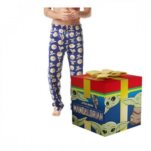 Mens Star Wars the Mandalorian Grogu All Over Print Pajama Pants in Gift Box - 1 of 4