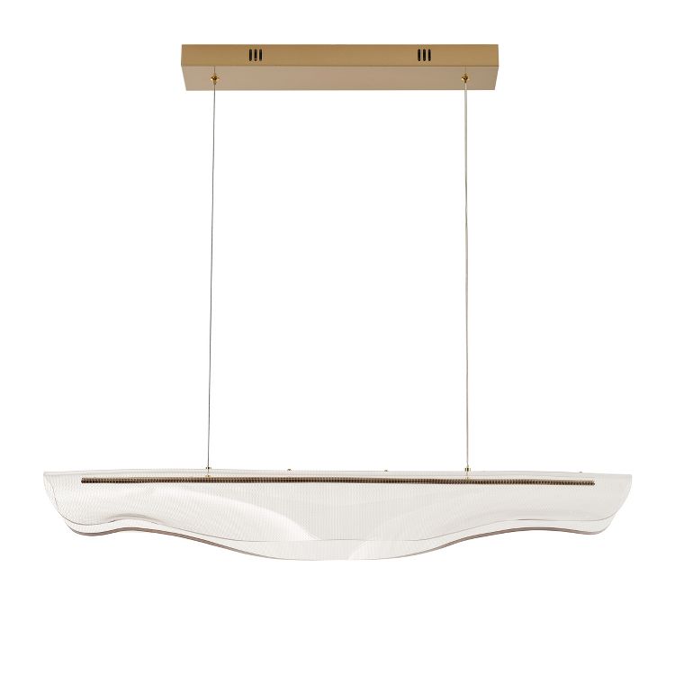 Modern Linear LED Pendant Light, Wave-Inspired Frosted Acrylic with Gold Canopy for Kitchen Island, 1 of 7