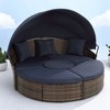Outdoor Round Daybed Patio Furniture Set with Retractable Canopy, Washable Cushions, and Clamshell Design - 2 of 4