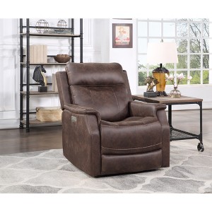 Dual-Power Recliner Chair with Power Footrest & Headrest, USB Charging, Foam Cushion, Contemporary Design - 1 of 4