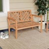 Costway 2-Person Outdoor Garden Bench with Comfy Armrests and Backrest Teak Wood - 2 of 4
