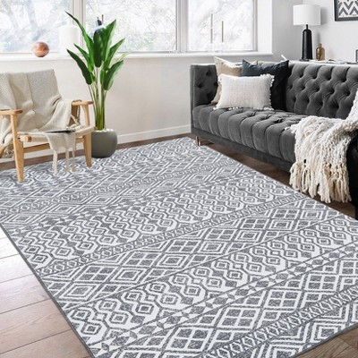 Washable Vintage Printed Rug Non Slip Low Pile Rug Soft Throw Floor Cover Foldable Indoor Carpet for Living Room Bedroom Playroom Nursery