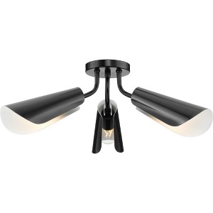 Progress Lighting Cornett 3-Light Close-to-Ceiling Fixture, Matte Black, Metal Reflector Shades - 1 of 3