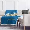 NFL Los Angeles Chargers Legacy Script Faux Shearling Flannel Fleece Blanket - image 2 of 3