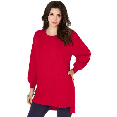 Roaman's Women's Plus Size Blouson Sleeve High Low Sweatshirt