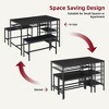 GustoWave Dining Table Set for 4 with 2 Benches, Features 10-Bottle Wine Rack, Storage Shelf & 400 LB Capacity, for Small Space - Black - 2 of 4