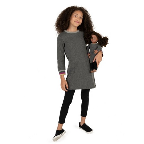 Leveret Girls and Doll Sweatshirt Tunic Dress Dark Gray 6 Year