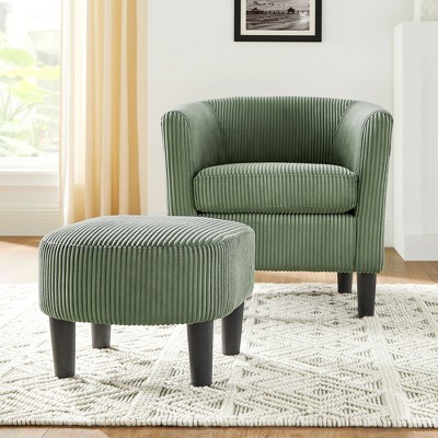 CAVINAS Accent Chairs for Bedroom, Modern Accent Chair, Upholstered Arm Chair Corduroy Single Sofa Chair with Ottoman Foot Rest Comfy Armchair