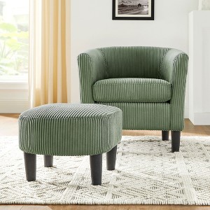 CENGHU Modern Corduroy Accent Chair, Upholstered Single Sofa Chair with Ottoman Foot Rest, Comfy Arm Chair for Living Room, Bedroom, Office - 1 of 4